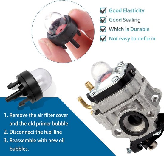 Snap-On Starter Bol Pomp - Vervangende Snap-On Starter Bol - Carburateur Primer Pomp Brandstof Bol - Voor Grasmaaiers, Kettingzagen, Bladblazers, Motorzagen, Maaiers - 12 Stuks van Merkloos	 — afbeelding 3