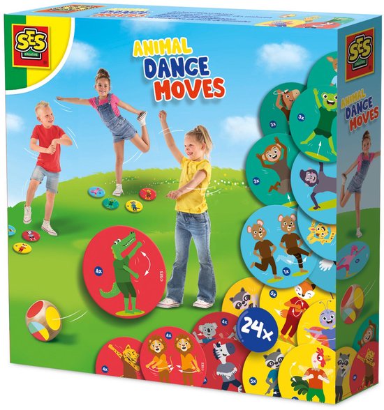 SES Creative 02343 Dance-Dance-Dance - Maak je eigen dansjes - 24 speelkaarten met danspasjes - 2 dobbelstenen - Actief spelen