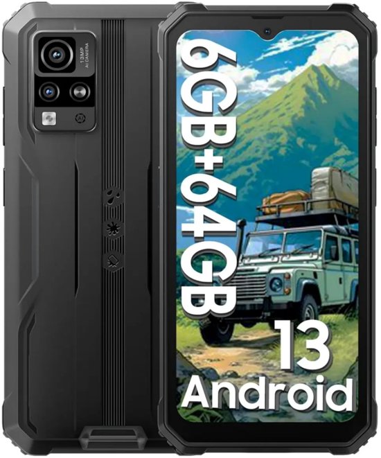Blackview BV4800 - Robuuste Smartphone - 64GB - 6,56 inch - Dual 4G LTE - Android 13 - IP68 Waterdicht - NFC - GPS - Zwart