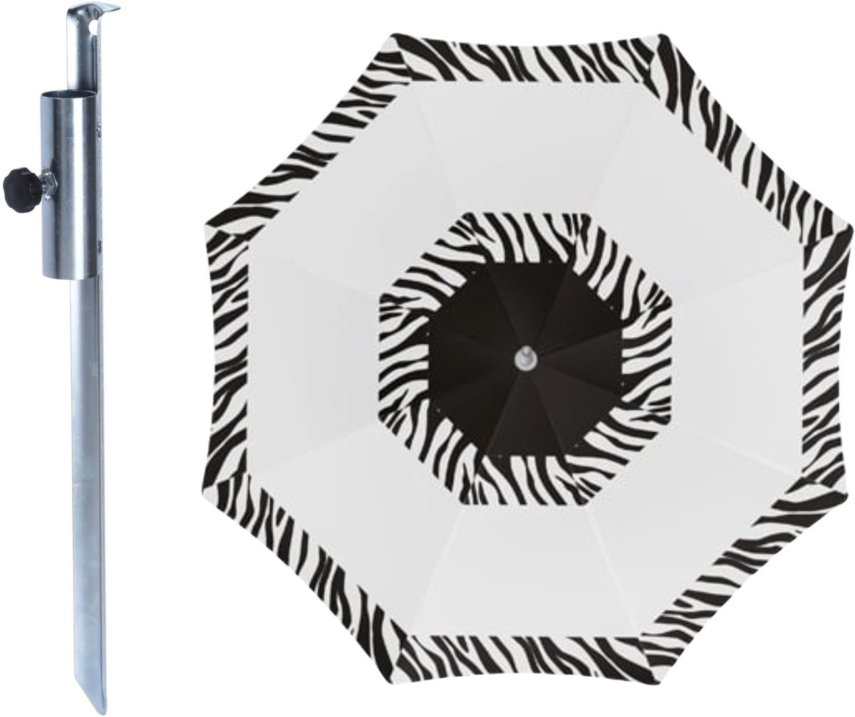 Strand / tuin / camping parasol Kenia - met metalen grondharing - D180 cm - verstelbaar - UV straling bestendig