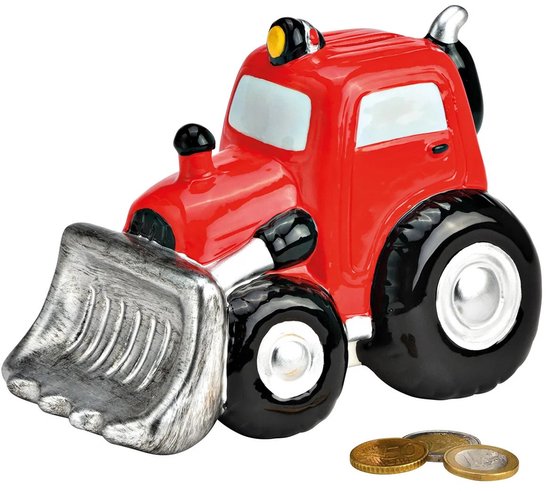 Tirelire - Tracteur - Tracteur - Agriculteur - Terrain - Tirelire tracteur avec pelle