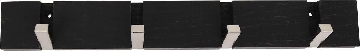 HOME It® flex kapstok met 4 haken 40 × 5,5 × 2 cm zwart eiken