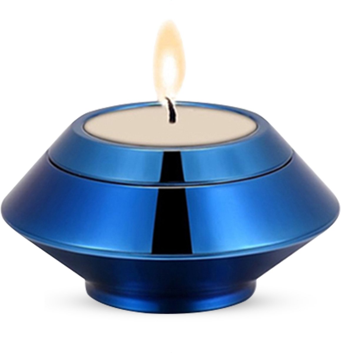 Luxe Mini Urn 90 ML - Urn met Kaarshouder - Crematie Urn - Uniek - Voor Huisdieren of Menselijk As - Crematie As - Mini Urn - Decoratie Urn - Blauw