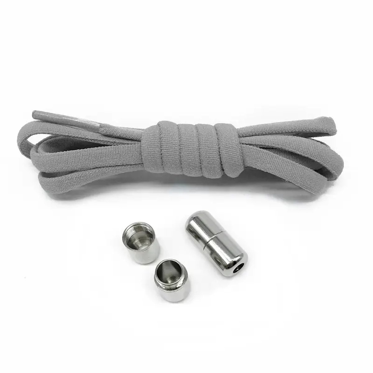 Hypify® | Elastische Veters met lock gesp | Grijs | Schoenveters | Nooit meer strikken | No Tie | Metallic gesp