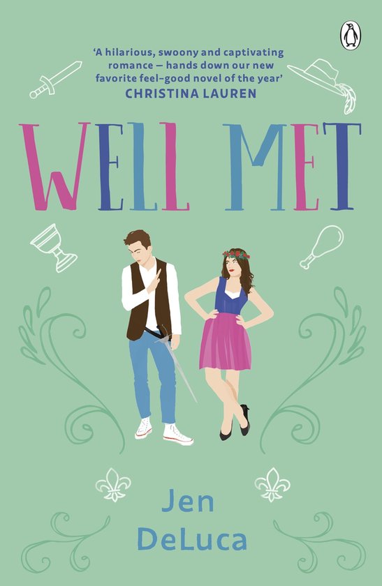 Boekomslag van 'Well Met' door Jen DeLuca. Een man en vrouw staan afgebeeld met een romantische, humoristische illustratie.
