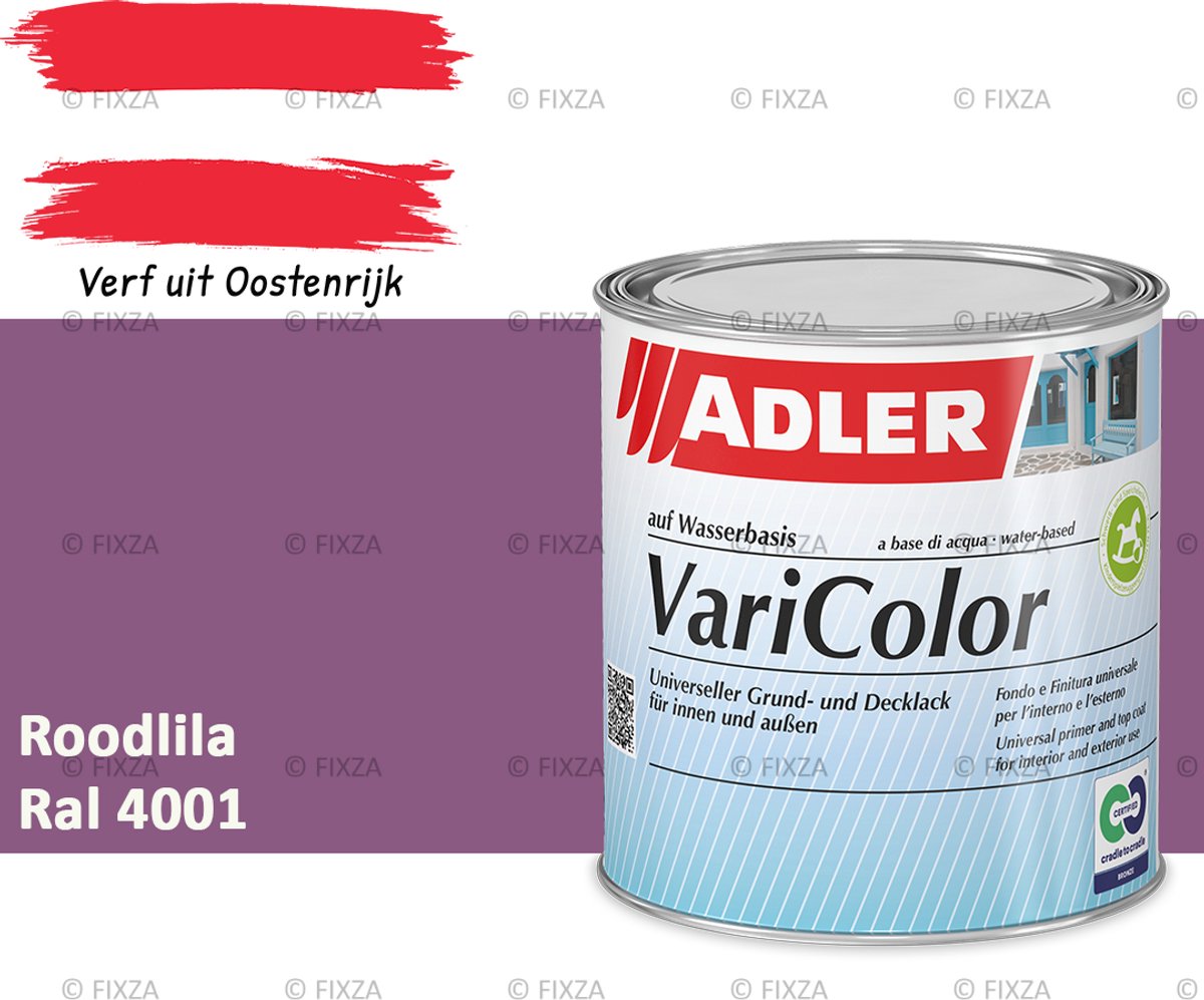 ADLER Varicolor Lakverf RAL 4001 - Roodlila 750 ml – 2-in-1 Houtverf, Metaalverf en Kunststof Lak voor Binnen & Buiten