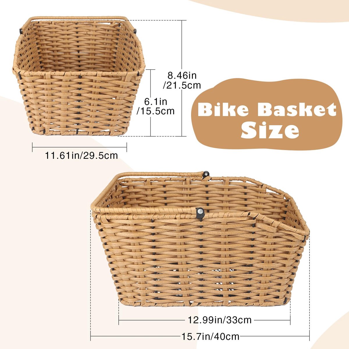 Ibenzoa® Fietsmand Achterkant Geweven Afneembare Bagagedrager Mand voor Diverse Fietstypes