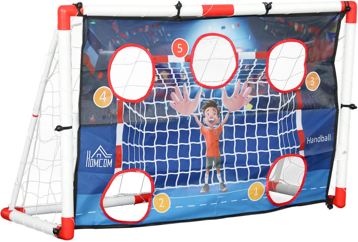 HOMCOM-Voetbaltrainingsnet-Kunststof-116x48x76cm-Wit