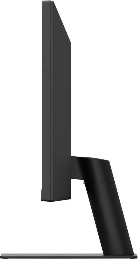Zijaanzicht van een zwarte LG monitor.