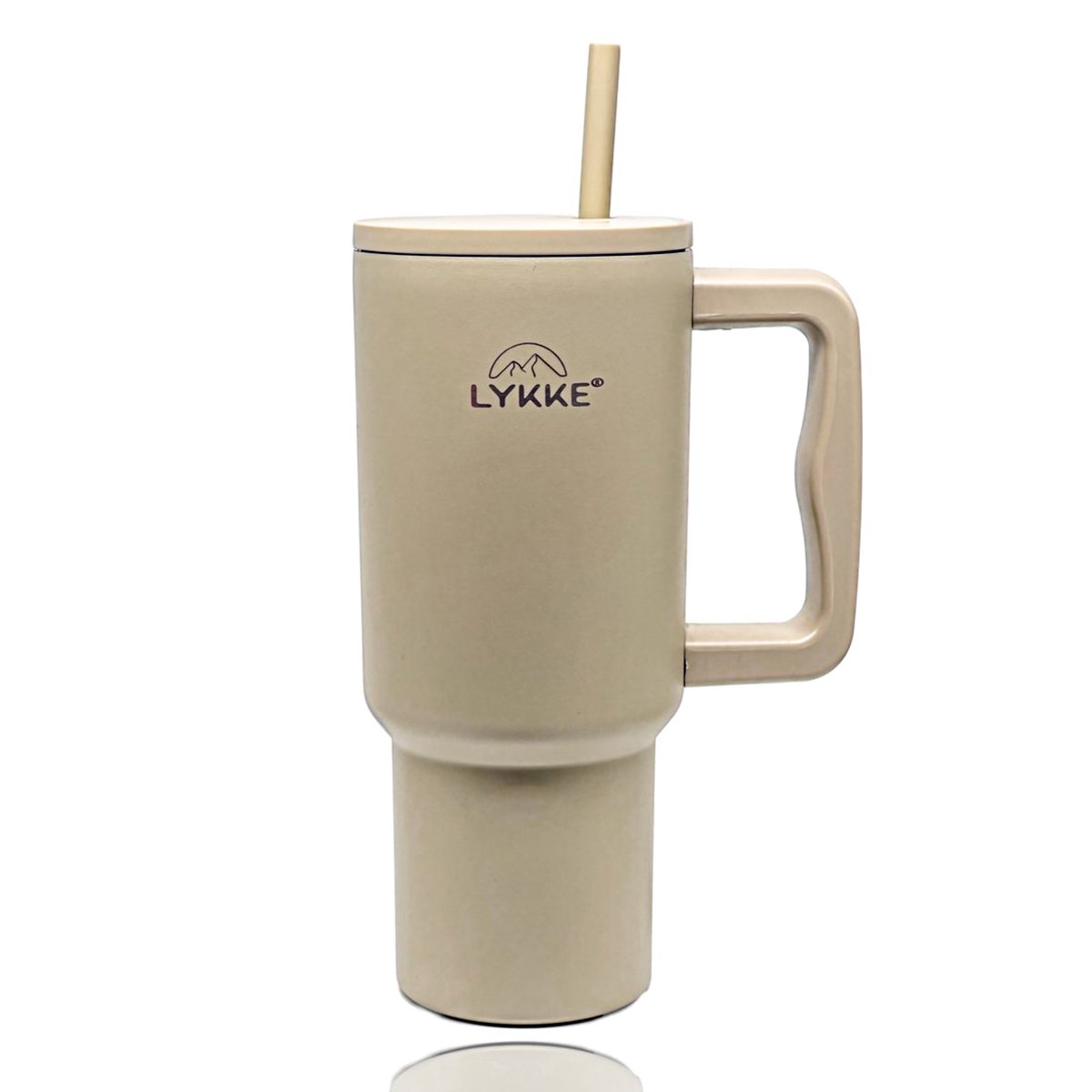 LYKKE® Tumbler, voor Kinderen/Volwassenen Thermos Beker RVS 3laagse geïsoleerde reisbeker met deksel, rietje en handvat, BPA-vrij, 0,9 L, Mokka (bruin)