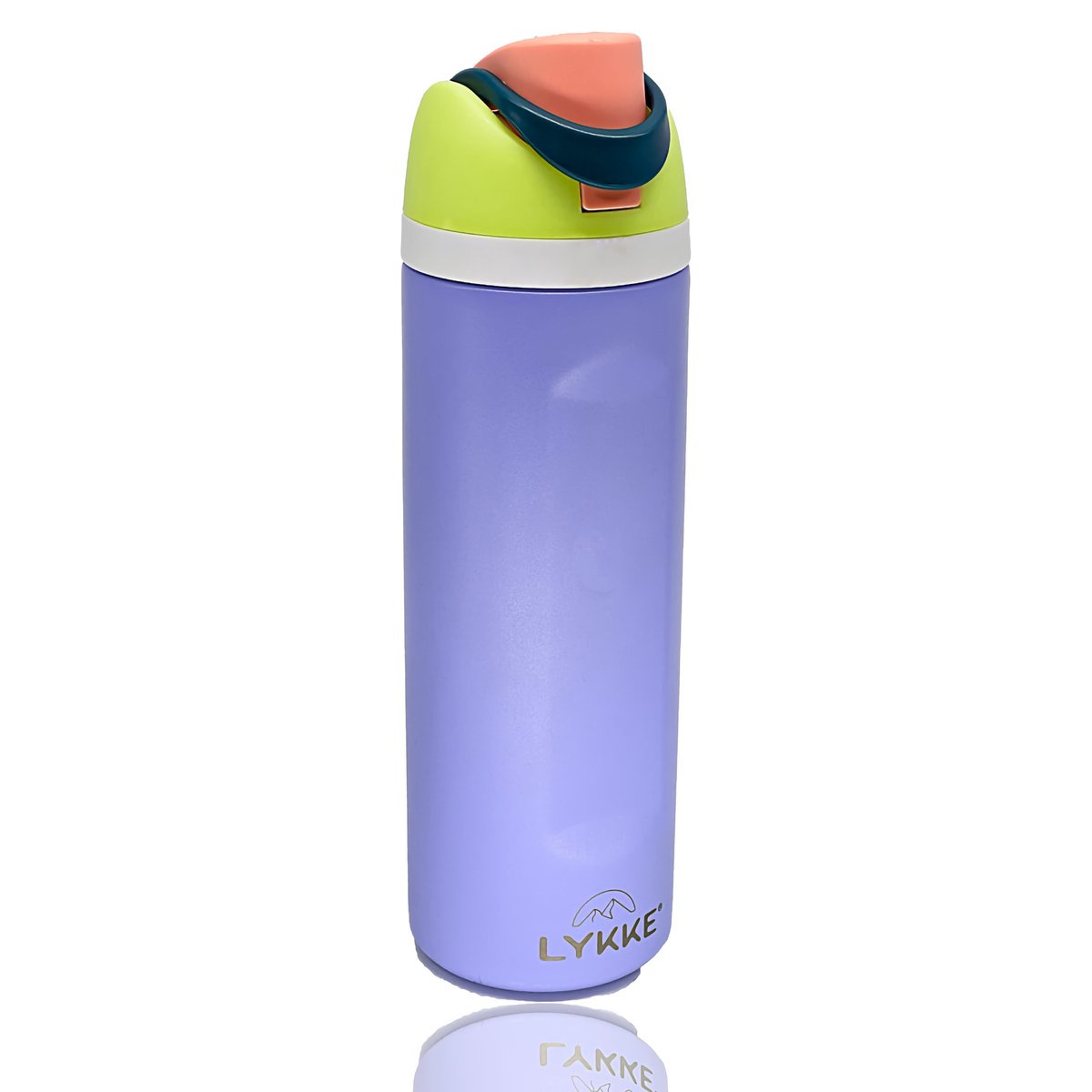 LYKKE® Freesip 3 Laagse Geïsoleerde Lekvrij RVS-fles met rietje voor sport, reizen en school BPA-vrije sportwaterfles, 24 oz, 720 ML, paars (Lavendel)