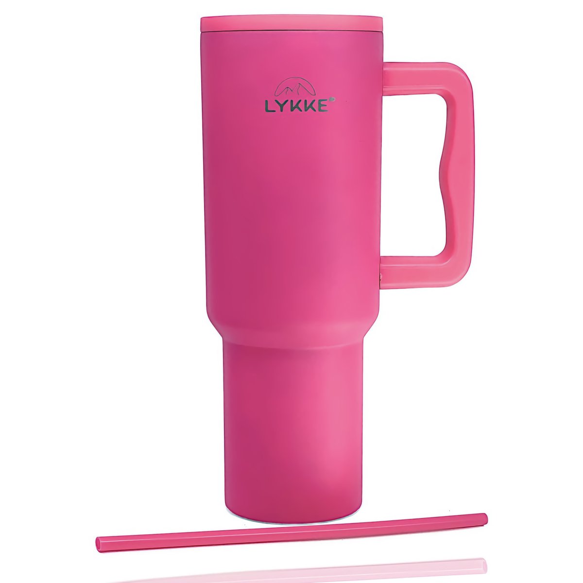 LYKKE® Tumbler, Thermos Beker RVS drielaags geïsoleerde reisbeker met Lekvrij deksel, rietje en handvat, BPA-vrij, 40 oz, 1,2 L, (BARBIE) roze