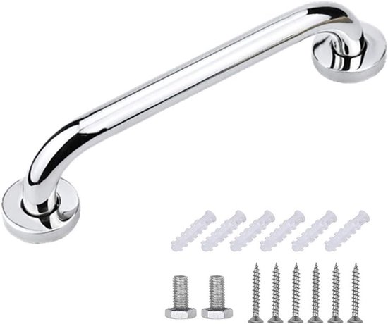 Douche Handgreep - Roestvrij Staal - Badkamer Zware Veiligheid Handgrepen - voor Ouderen Gehandicapte Kinderen - Non-Slip Grab Bar - Keuken - Trap - Handgreep Keukenkastjes - Veiligheidsgreep - Inclusief Schroeven - Zilver - 30CM