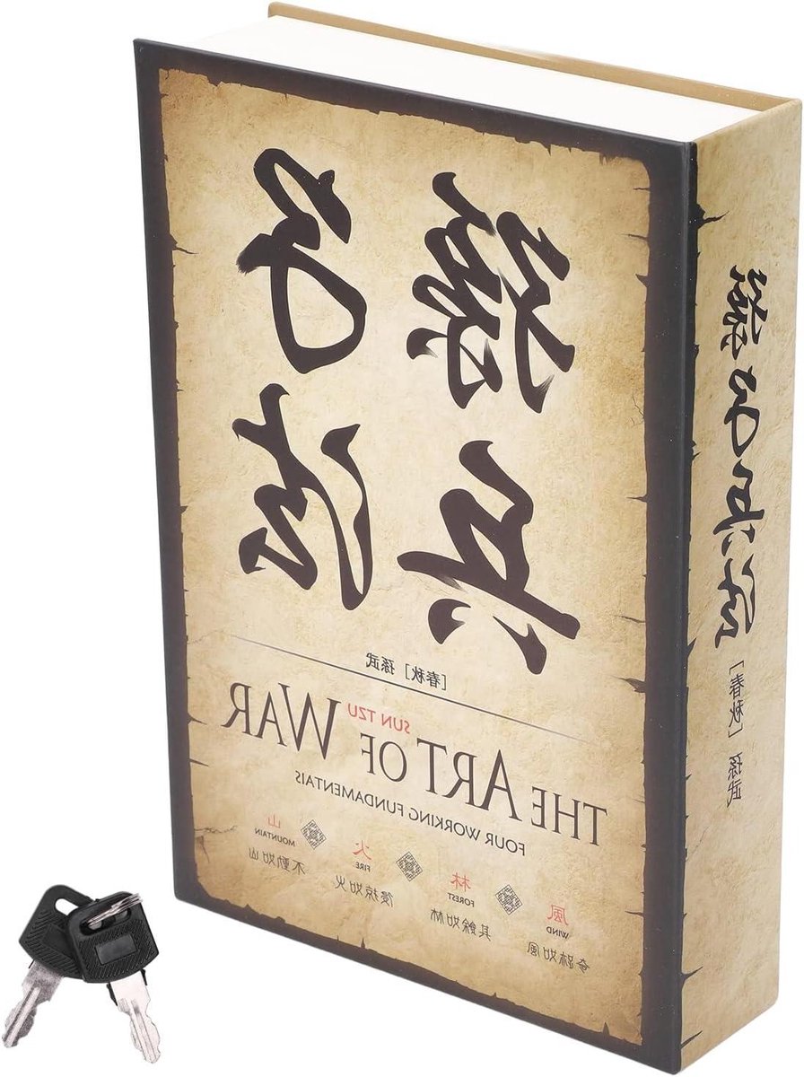 Allecto Plus - Boekkluis met Geheime Compartiment Chinees The Art of War Woordenboek Opslag Geldsieraden - 87 x 59 x 17 cm - Sleutel