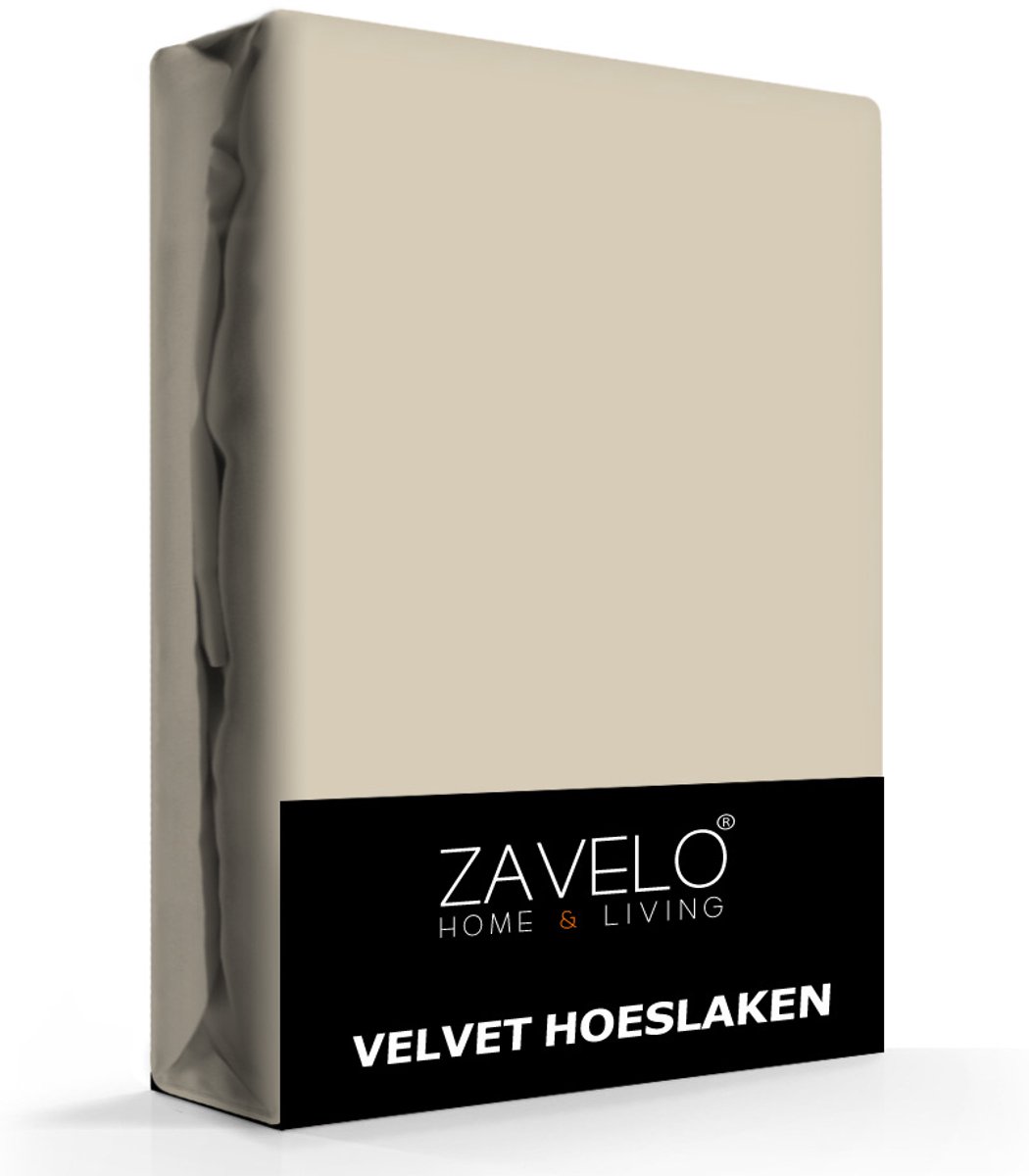 Zavelo Flanel Velvet Hoeslaken Taupe/Grijs-Lits-jumeaux (160x200 cm)