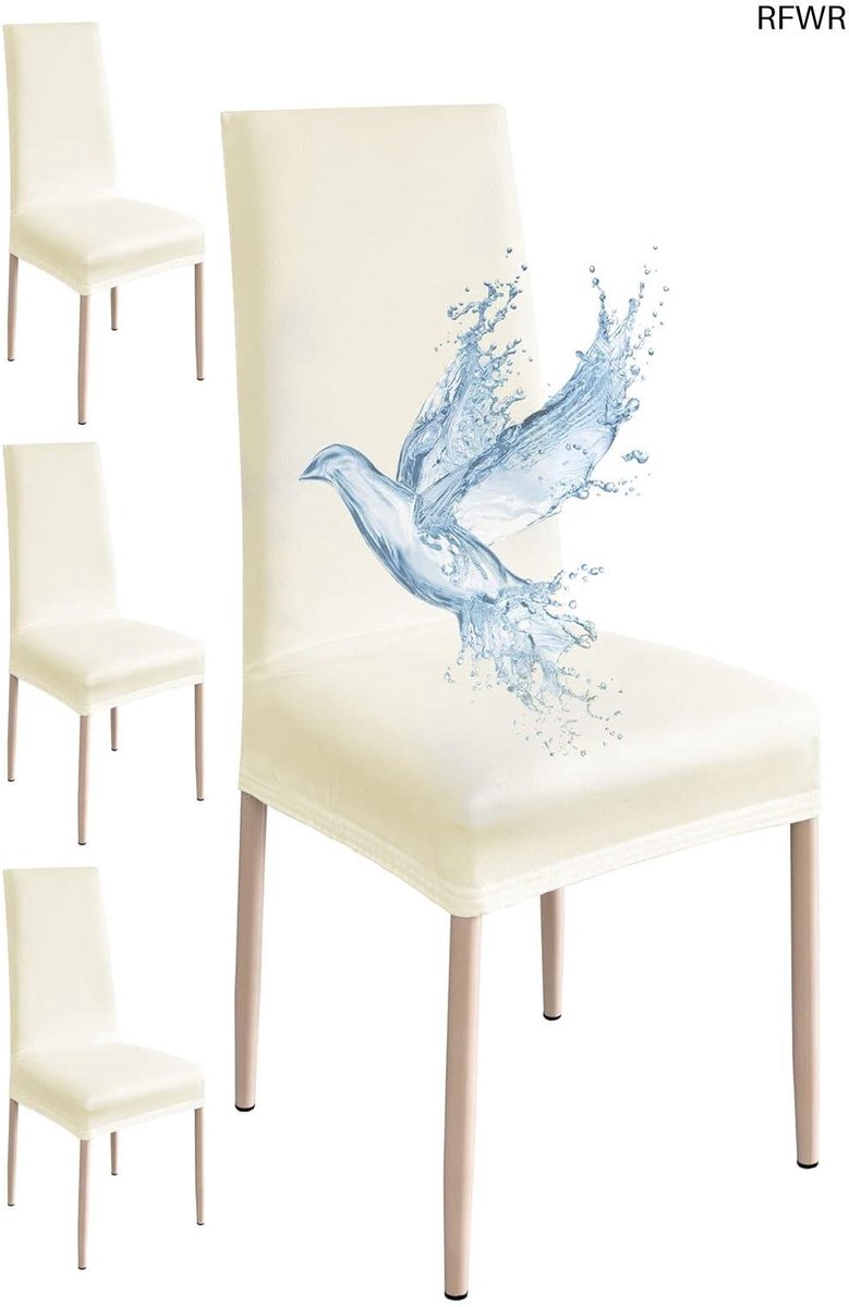 RFWR® Waterdichte Stoelhoezen 4-delig - Eetkamerstoelhoes, Universele en Rekbare Stoelhoes, Eenvoudig te Installeren en Onderhouden