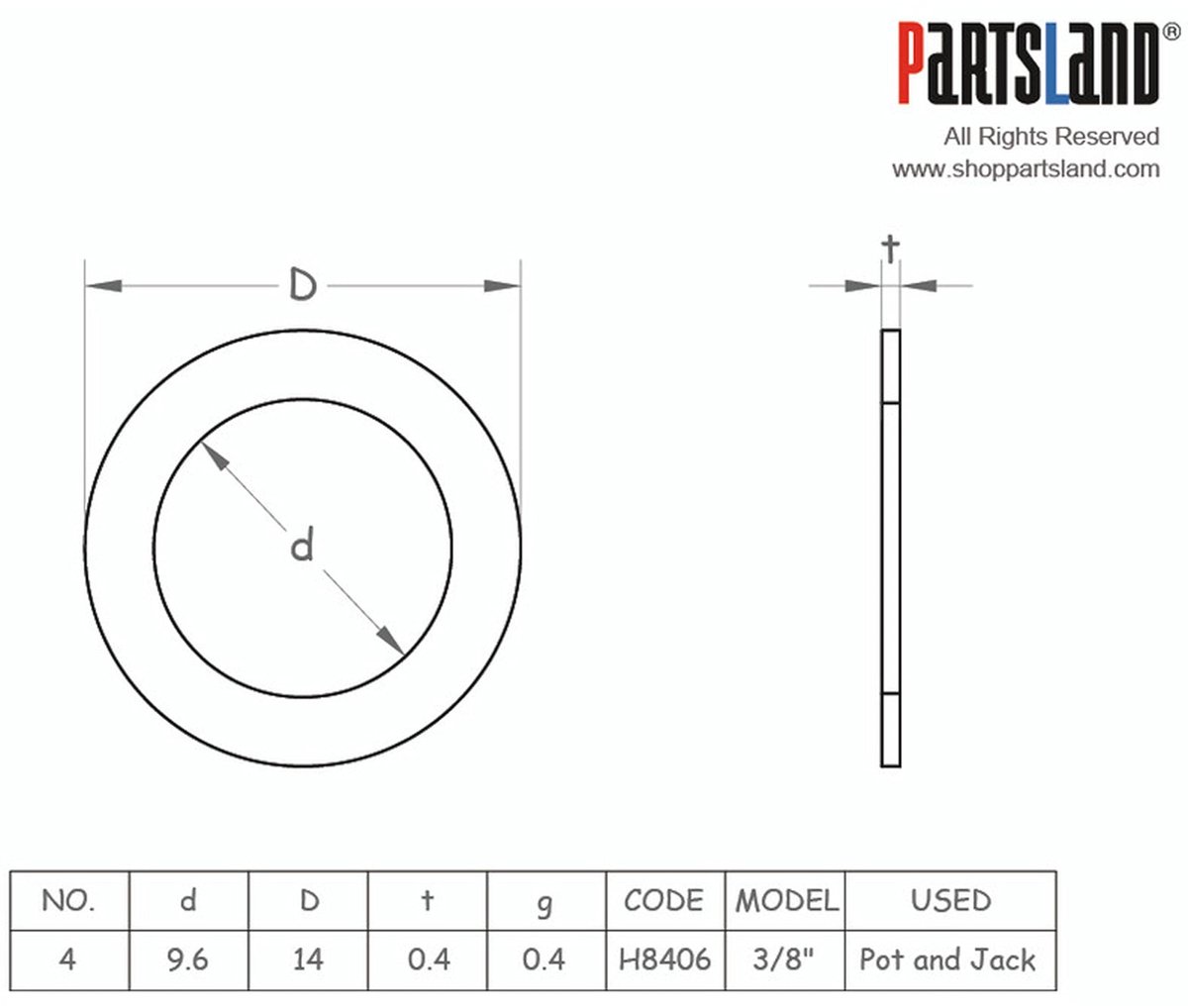 WSC Partsland Ring Washer 3/8" Nickel - Gitaaronderdeel