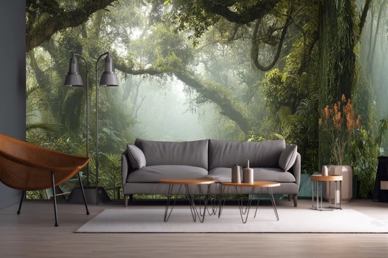 Peel & stick Fotobehang - Tranquil Forest Escape Wallpaper - 250x150 centimeter