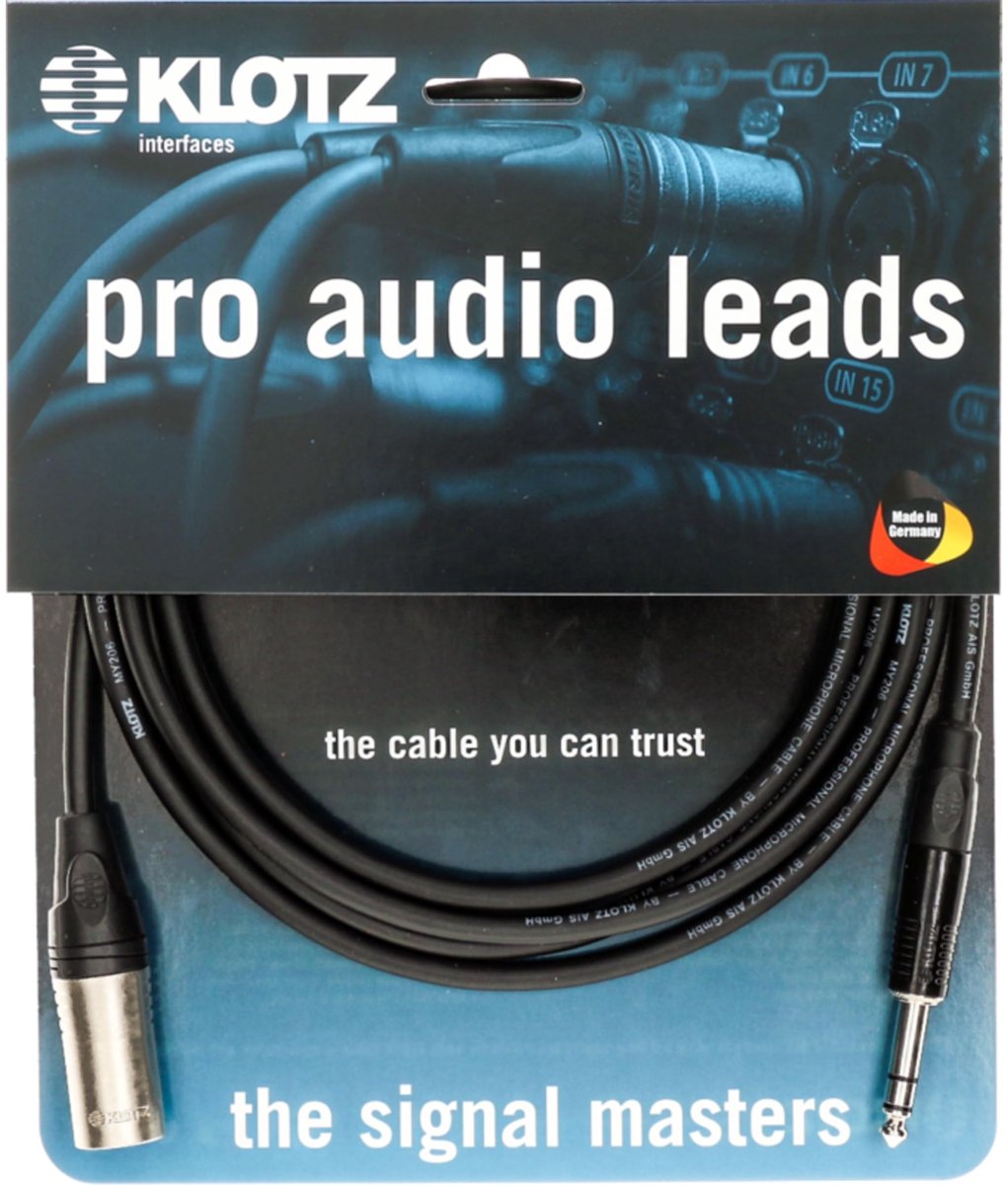 KLOTZ AIS GmbH M1MS1K0500, XLR (3-pin), Mannelijk, 6.35mm, Mannelijk, 5 m, Zwart