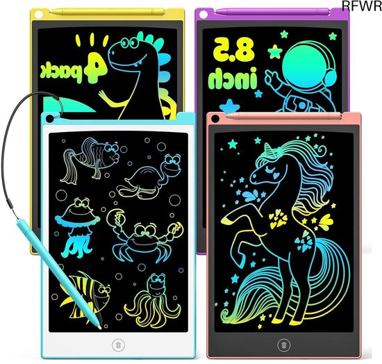 RFWR® 4-pack LCD-schrijftablet 8,5 inch - Kleurrijke Doodle Board voor Kinderen - Educatief Speelgoed voor 3-6 Jaar