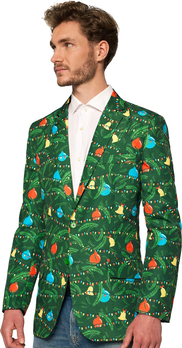 Suitmeister Christmas Green Tree Light Up - Heren Blazer - Kerst - Groen - Maat L