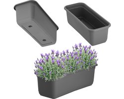 KADAX Wamat, 40 cm, balkonbak van hoogwaardige kunststof, plantenbak voor binnen en buiten, bloempot voor balkon, terras en vensterbank, antraciet