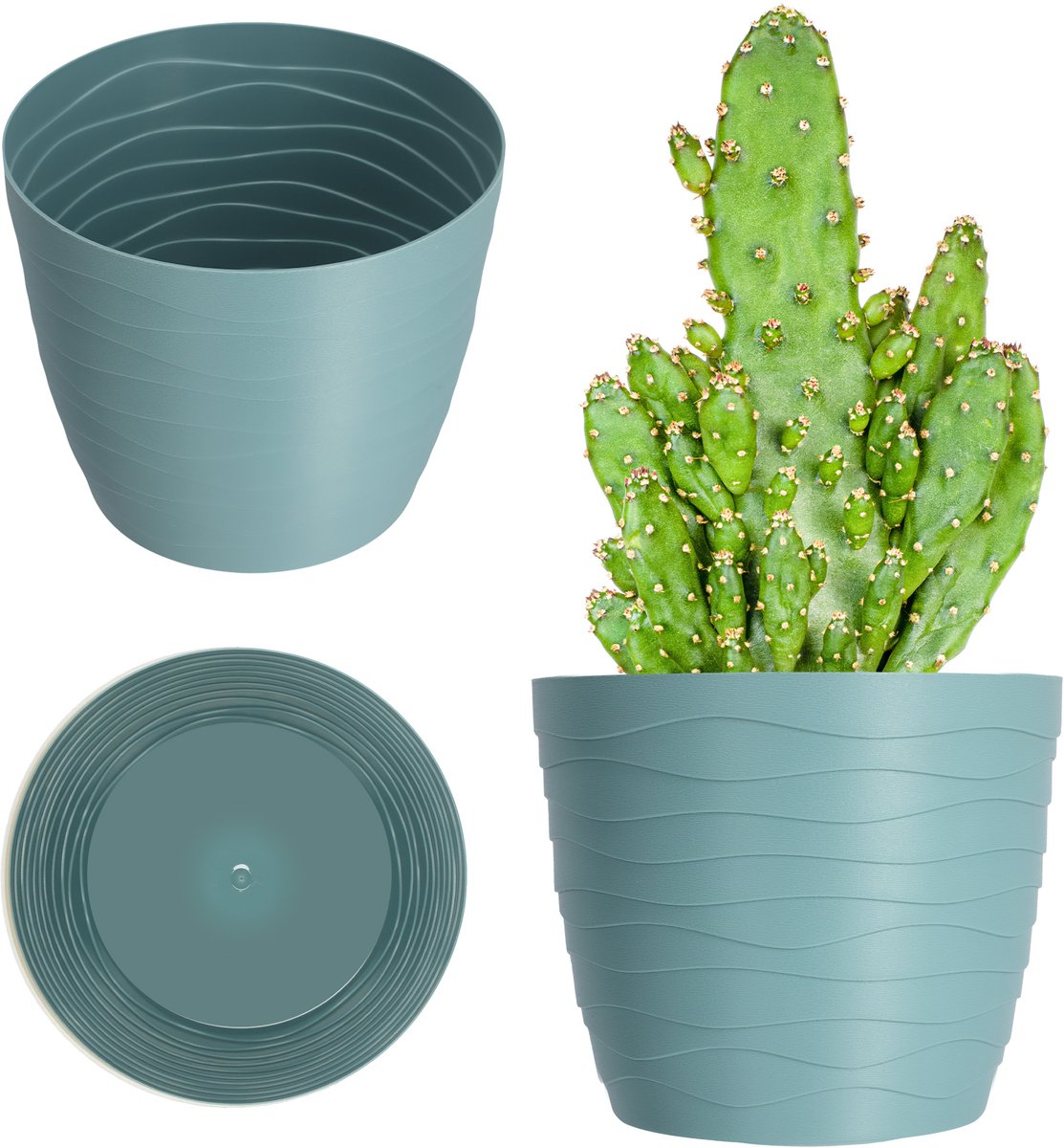 KADAX Bloempot van kunststof, diameter 11-19 cm, 7 kleuren, eenvoudige plantenpot, moderne plantenbak, robuuste bloempotbescherming, ronde pot, diameter 13 cm, pepermunt