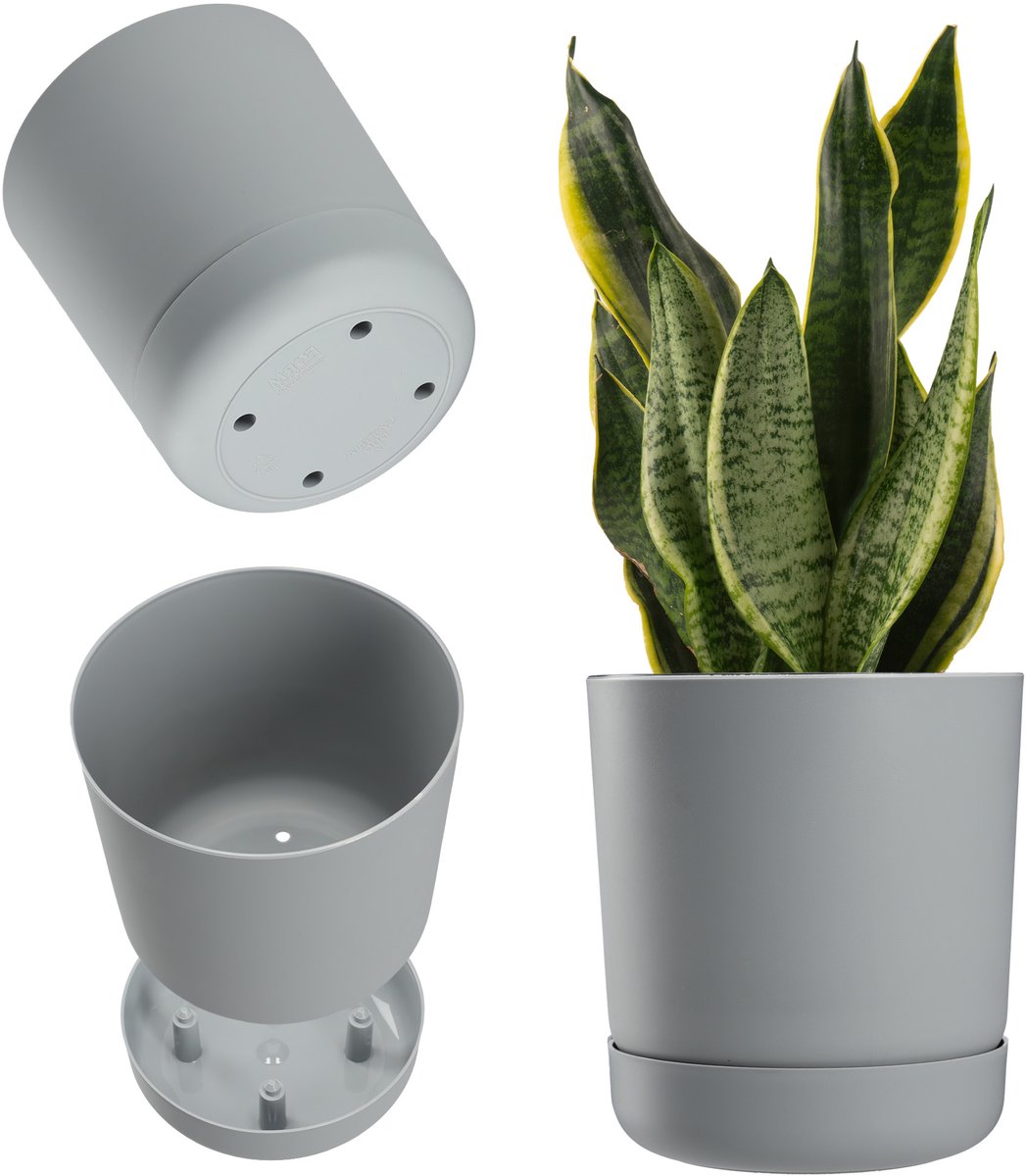 Pot De Fleurs Rond 2 Parties KADAX 29 Cm Noir - Moderne Intérieur Extérieur Balcon
