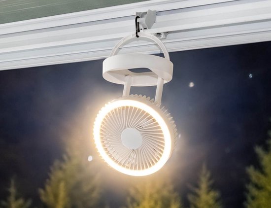 Haba Tramontana ventilator met licht 10W oplaadbaar 4000mAh LED 3000K dimbaar USB oplader compact