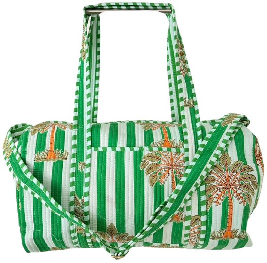 Sac week-end / Sac de voyage Kantha Tropical Tree Green 49x33 cm