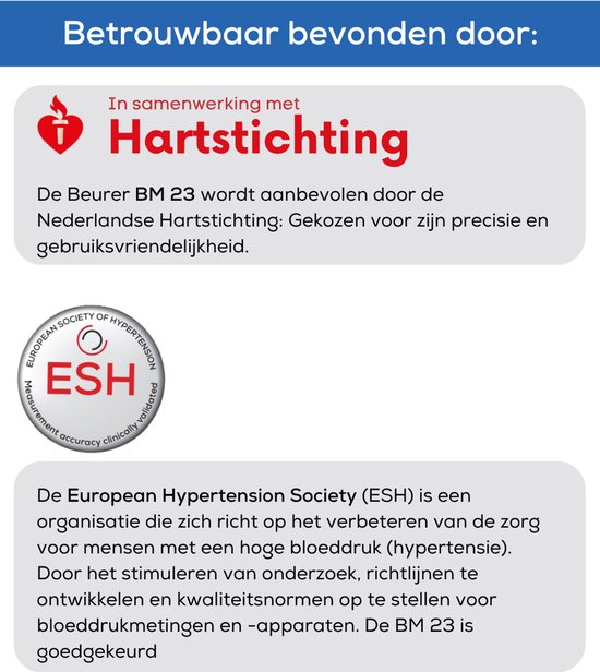 Beurer BM 23 Bloeddrukmeter Bovenarm – Aanbevolen door Hartstichting - Medisch Gecertificeerd – Manchet 22-42 cm – USB-C Aansluiting – Eenknopsbediening – Onregelmatige Hartslagdetectie – Risico-Indicator – Incl. Batterijen – 5 Jaar Garantie