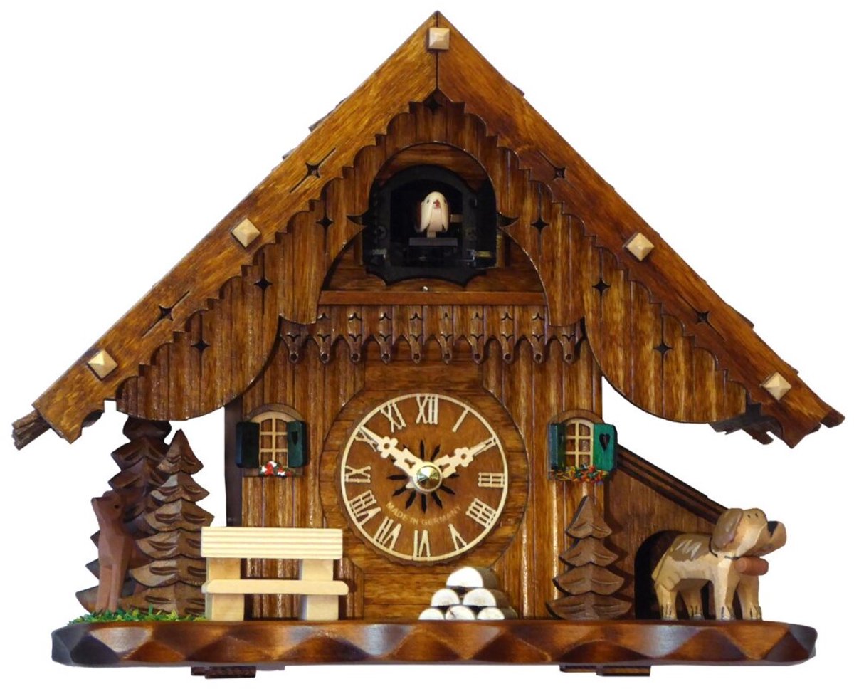 Engstler 40510_QM - Koekoeksklok - Kwarts - Notenhout - met muziek - 22 cm