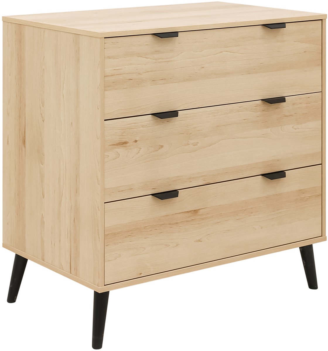 Bopita Fay Commode - 3 Laden - Naturel/Mat Zwart