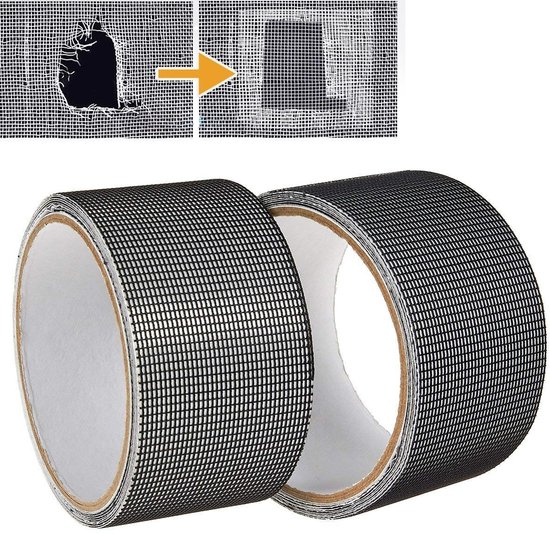 Hor Reparatie Tape - 2 Stuks 5x200cm - Hor Reparatie - Muggengaas Plakband - Raamhor Tape - Horrengaas Tools - Repareer Vliegenhor - Sterk Plakband Van Glasvezel - Hor Reparatietape - Vliegengordijn Tape - Deurhor / Raamhor - Zelf Je Hor Repareren