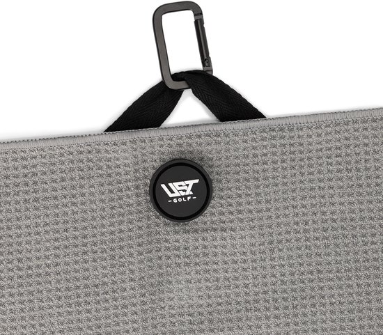 UST Golf handdoek - Geïntegreerde borstel - Ophang magneet - 75 cm x 50 cm - Kleur Grijs ** Inclusief Tees en Marker van UST — afbeelding 3