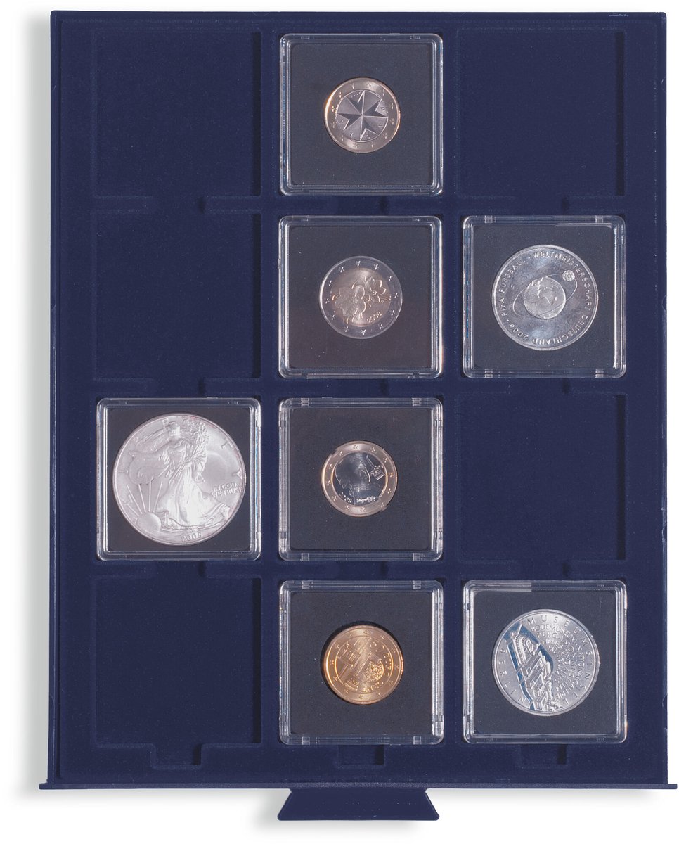 Stapel element, Smart - Capsules 50 x 50 mm. (12 st.) Blauw/Transp. afm: 195 x 250 x 19 mm.