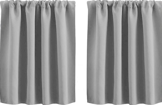 2 stuks - Gordijn - Kleine raamgordijnen - voor slaapkamer keukenkast kind kelder camper gordijnen - 76*92cm - Lichtgrijs - Verduisterend Gordijn - Polyester