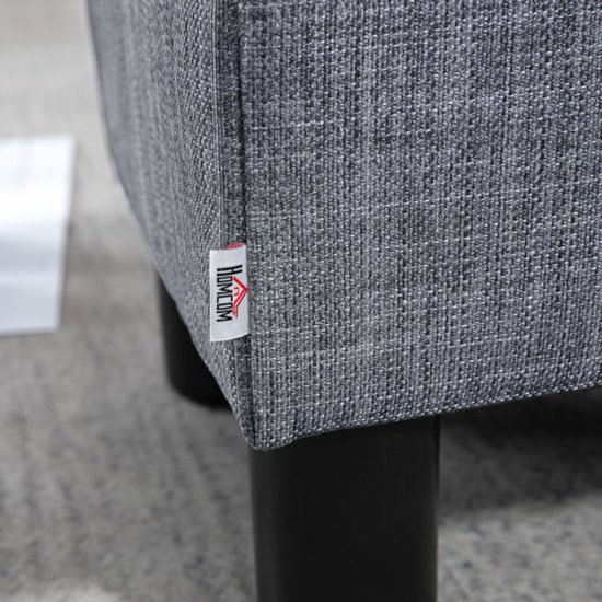 Rechthoekige voetenbank ottomane zitkruk - linnen - draagvermogen tot 150 kg - voor woonkamer hal slaapkamer - grijs