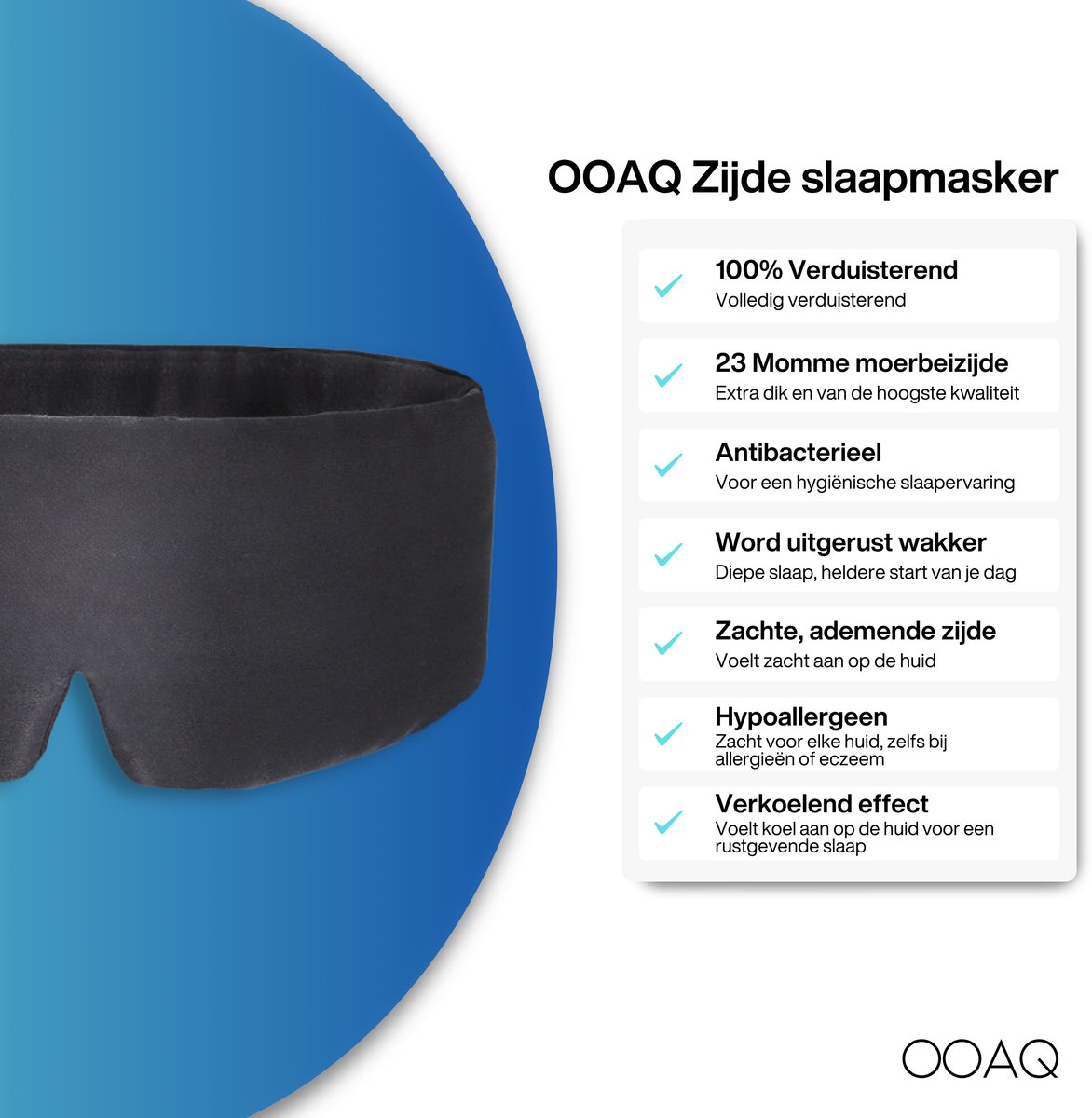 Premium Zijden Slaapmasker - 100% Verduisterend - 23 momme Moerbei Zijde - Silk Sleep Mask - Oogmasker - Anti Rimpel - Donkergrijs — afbeelding 8