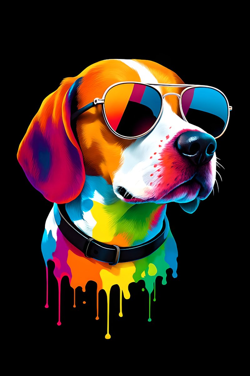 4one6 industries - Coole Beagle met zonnebril – A4 kunstprint op glanzend fotopapier