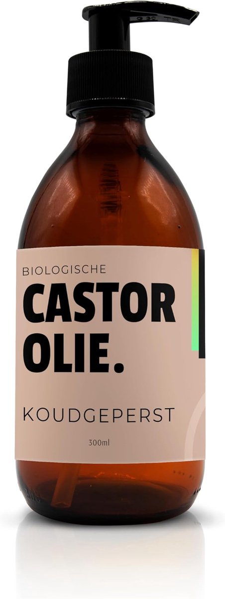 Natuurbazen Castor olie – 100% Biologisch & Koudgeperst – 300ml in Bruine Glazen Fles – Ricinusolie - Hexaanvrij – Castor oil voor Wimpers, Haar, Huid & Castor olie Pakking