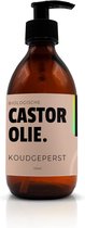 Natuurbazen Castorolie – 100% Biologisch & Koudgeperst – 300ml in Bruine Glazen Fles met Pomp – Ricinusolie - Hexaanvrij & Rijk aan Vitamine E – Wonderolie voor Wimpers, Haar, Huid & Oliepackings