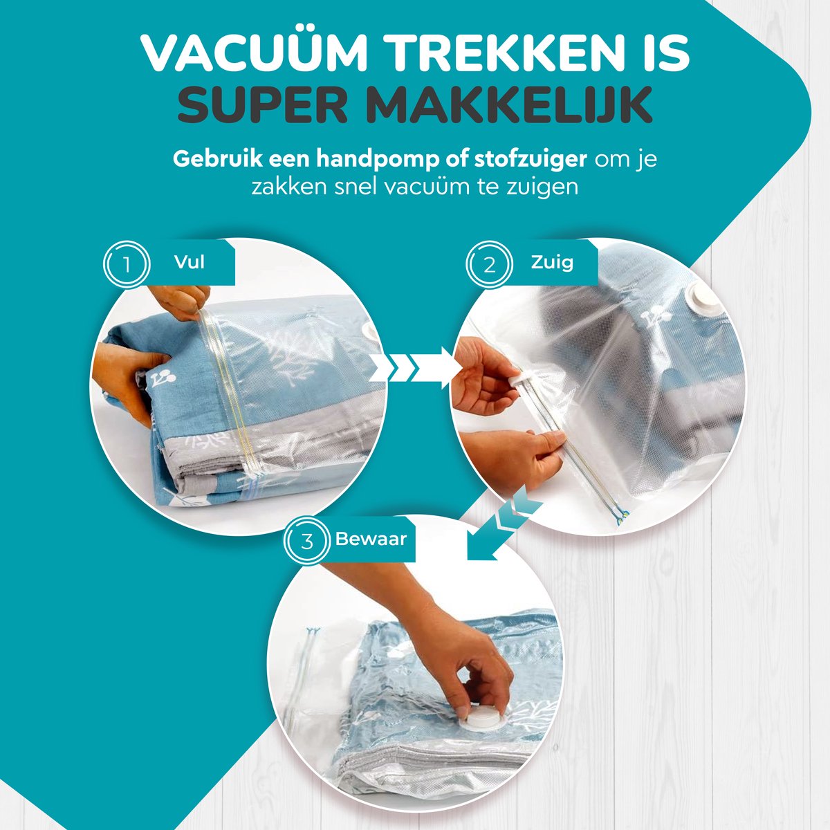 Luvego 13 pack vacuümzakken inclusief handpomp