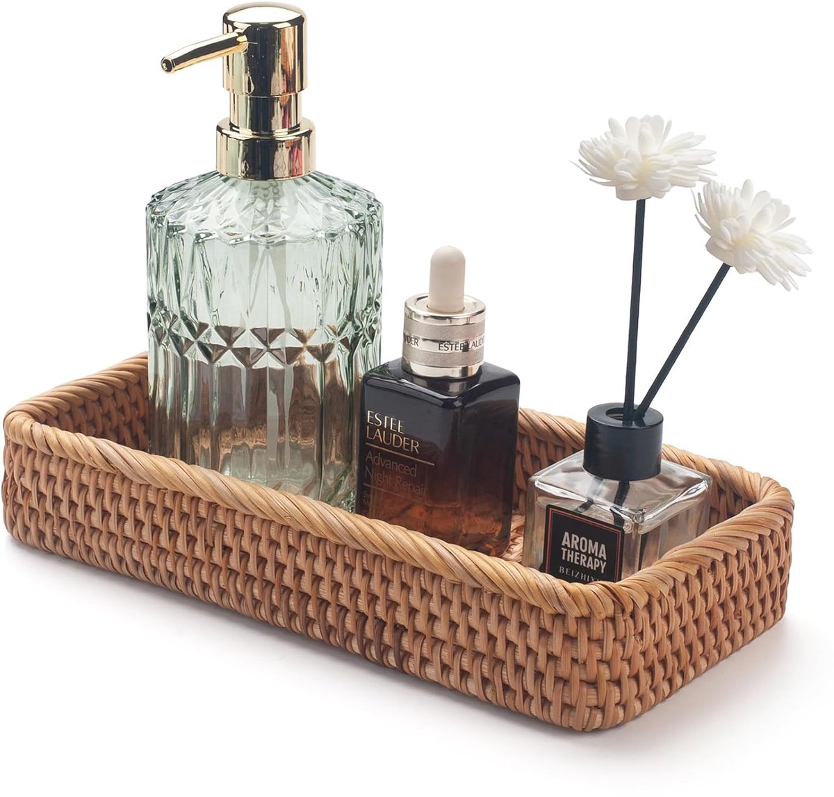 Handgeweven toiletmand - 100% rotan - 1 stuk - natuurlijke kleuren