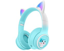 KINSI koptelefoon kinderen Met Kattenoren - koptelefoon draadloos - LED-Licht, FM-Radio, Microfoon​