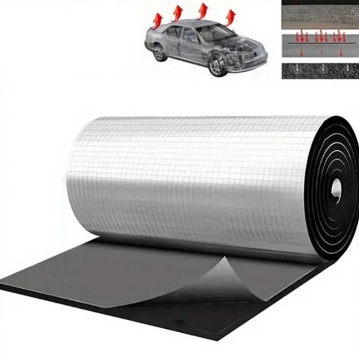 Geluiddempende Warmte-isolatie Mat Auto 500x2000x5mm – Auto Geluidsisolatie | Isolatiemat Motorruimte| Interieur Accessoire | Anti-Geluid & Warmte Demper