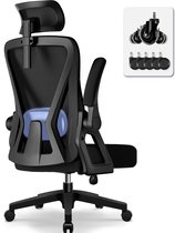 Bol.com Hiaonyx bureaustoel-ergonomische bureaustoel-bureaustoelen voor volwassenenOpklapbare armleuningen-2D lendensteun-Maxima... aanbieding