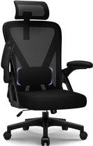 Hiaonyx bureaustoel-ergonomische bureaustoel-bureaustoelen voor volwassenenOpklapbare armleuningen-2D lendensteun-Maximale kanteling 135°-Zwart