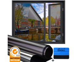 Homewell Isolerende HR Raamfolie 120x300cm - Statisch Zonwerende folie met Spiegeleffect - Zwart