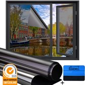 Homewell Isolerende HR+ Raamfolie 90x300cm - Statisch Zonwerende folie met Spiegeleffect - Zwart